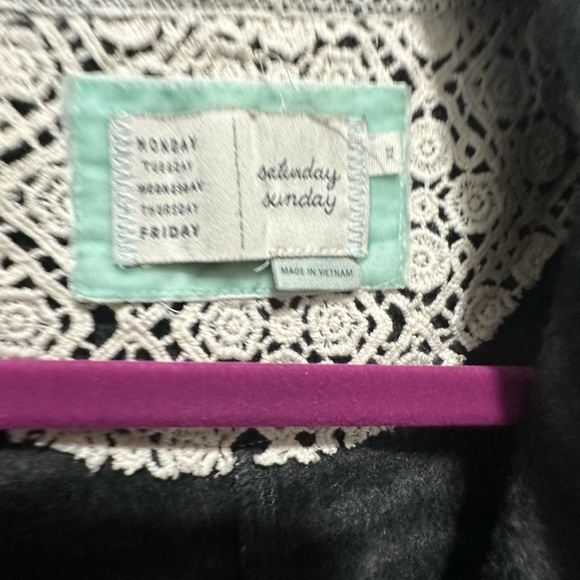 Anthropologie Boho Chic Green & Gray Striped Fringe Open Front Cardigan Sweater - Picture 4 of 7